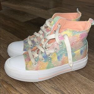 Wonder Nation Girls Colorful Smiley Face High-Top Sneakers